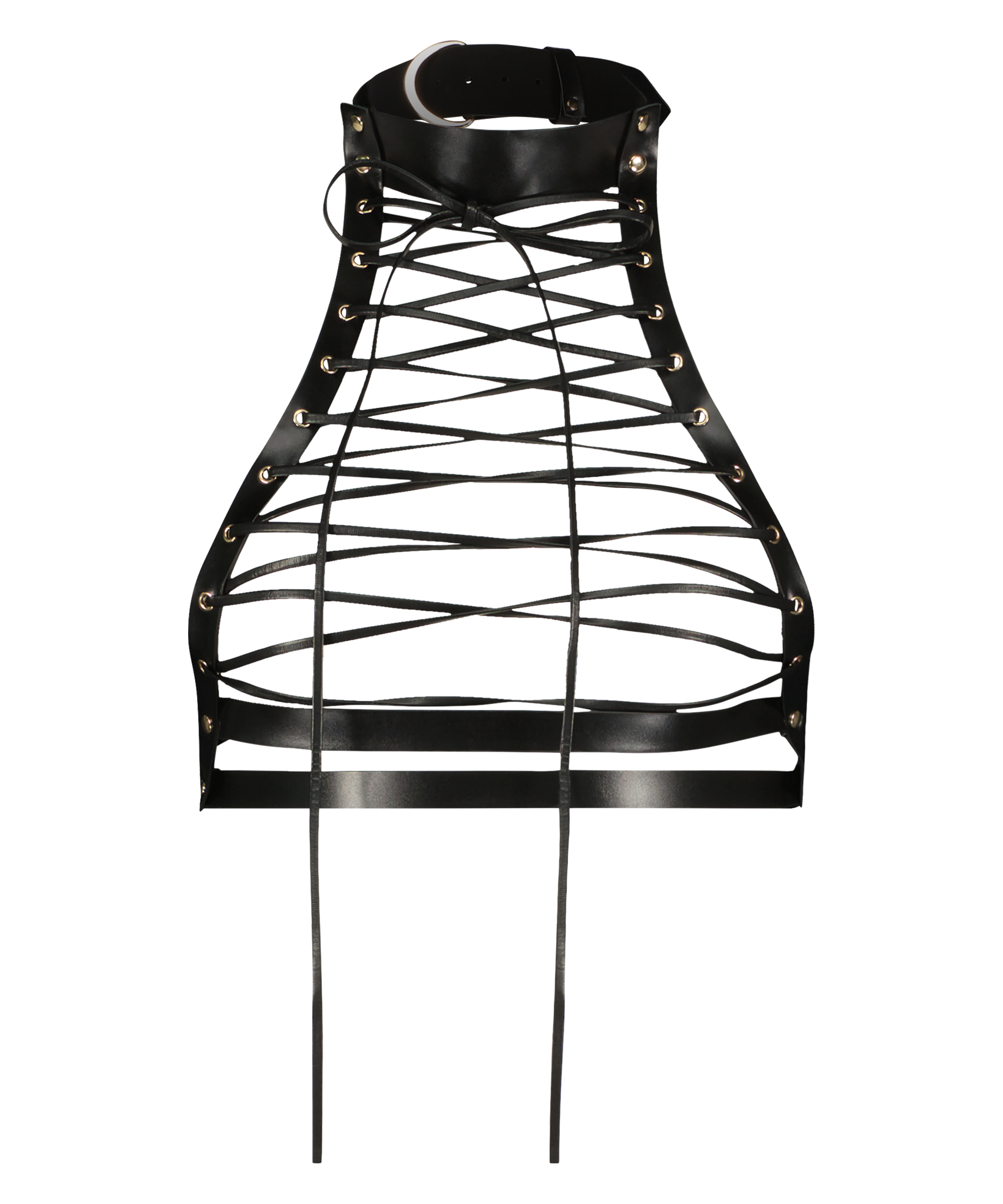 Bralette de piel sintética, Negro, main