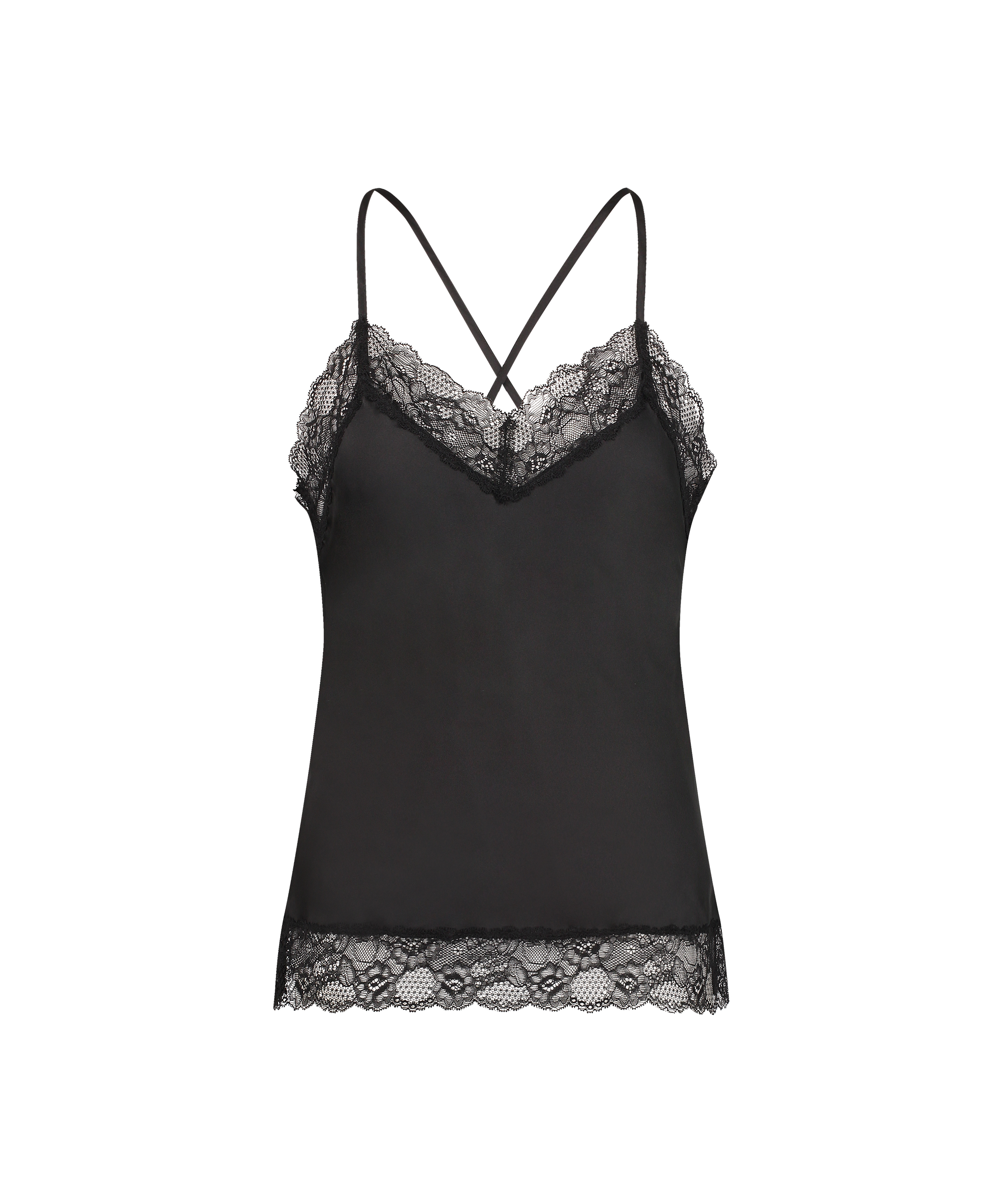 Camiseta top Satin Lace, Negro, main
