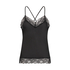 Camiseta top Satin Lace, Negro