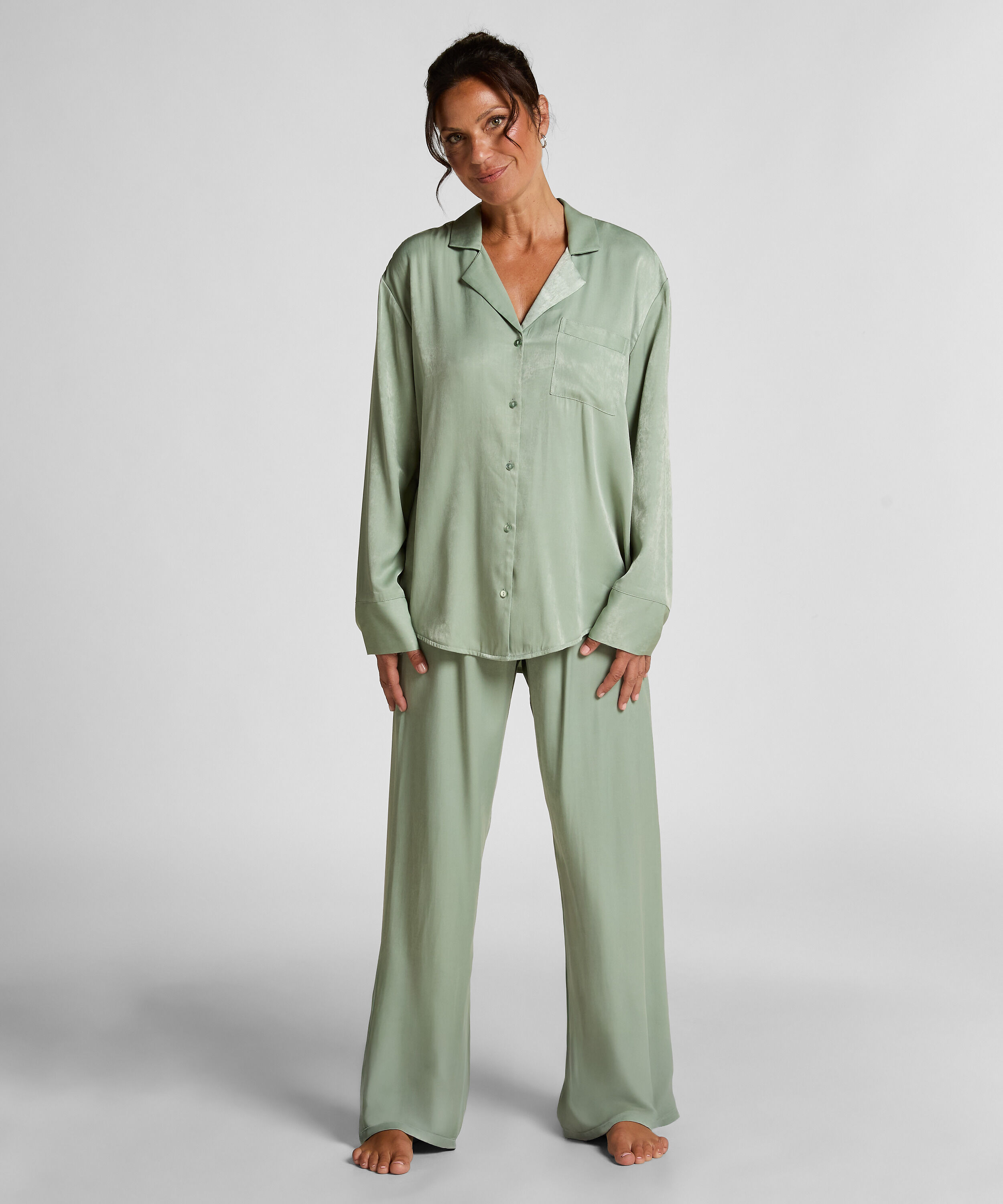 Pantalón de satén, Verde