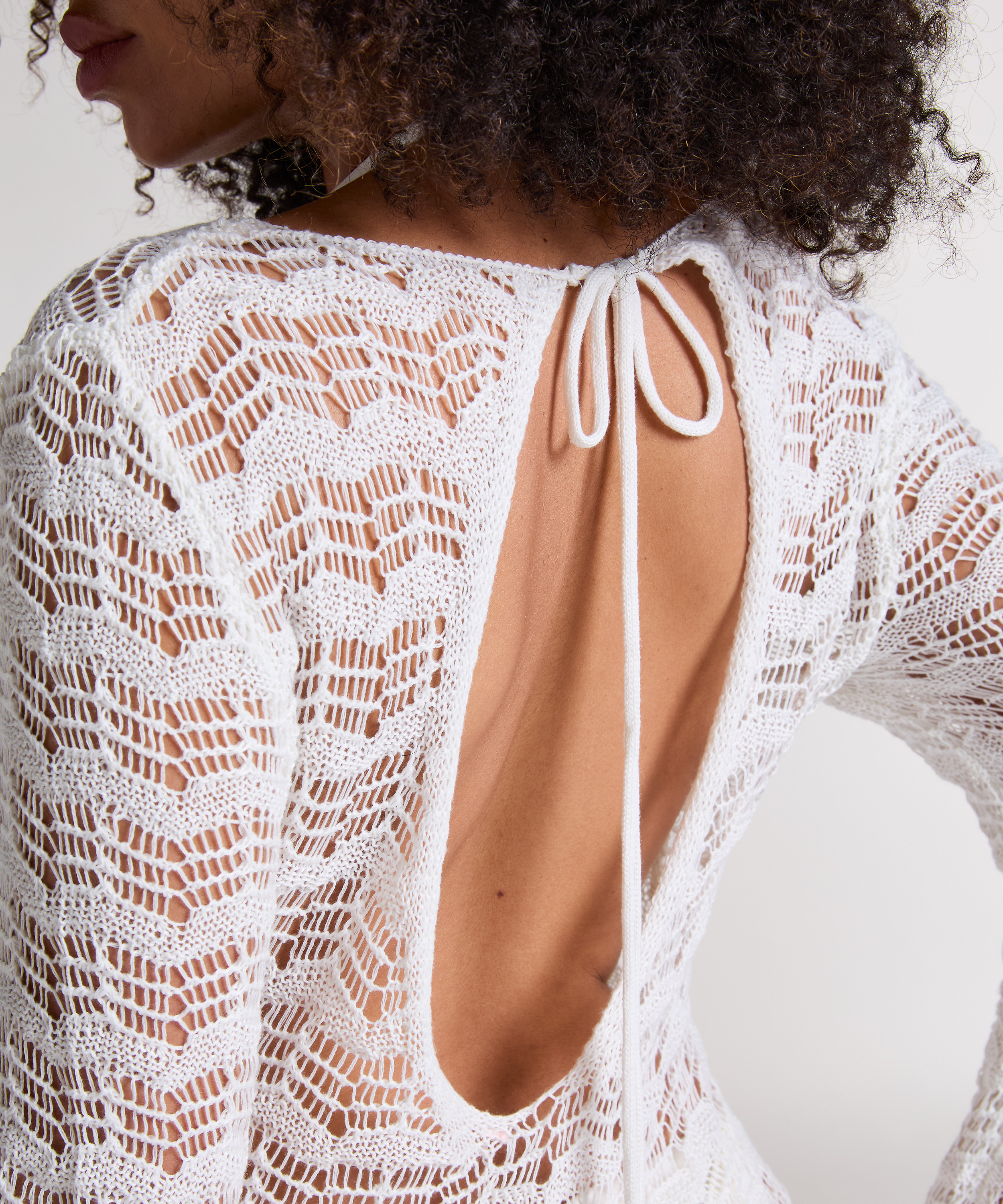 Vestido maxi de ganchillo, Blanco, main