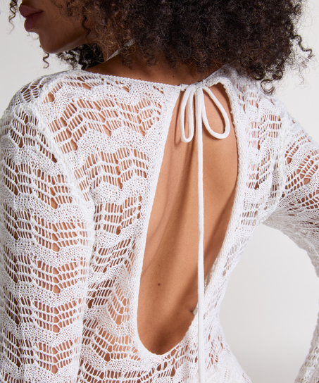 Vestido maxi de ganchillo, Blanco