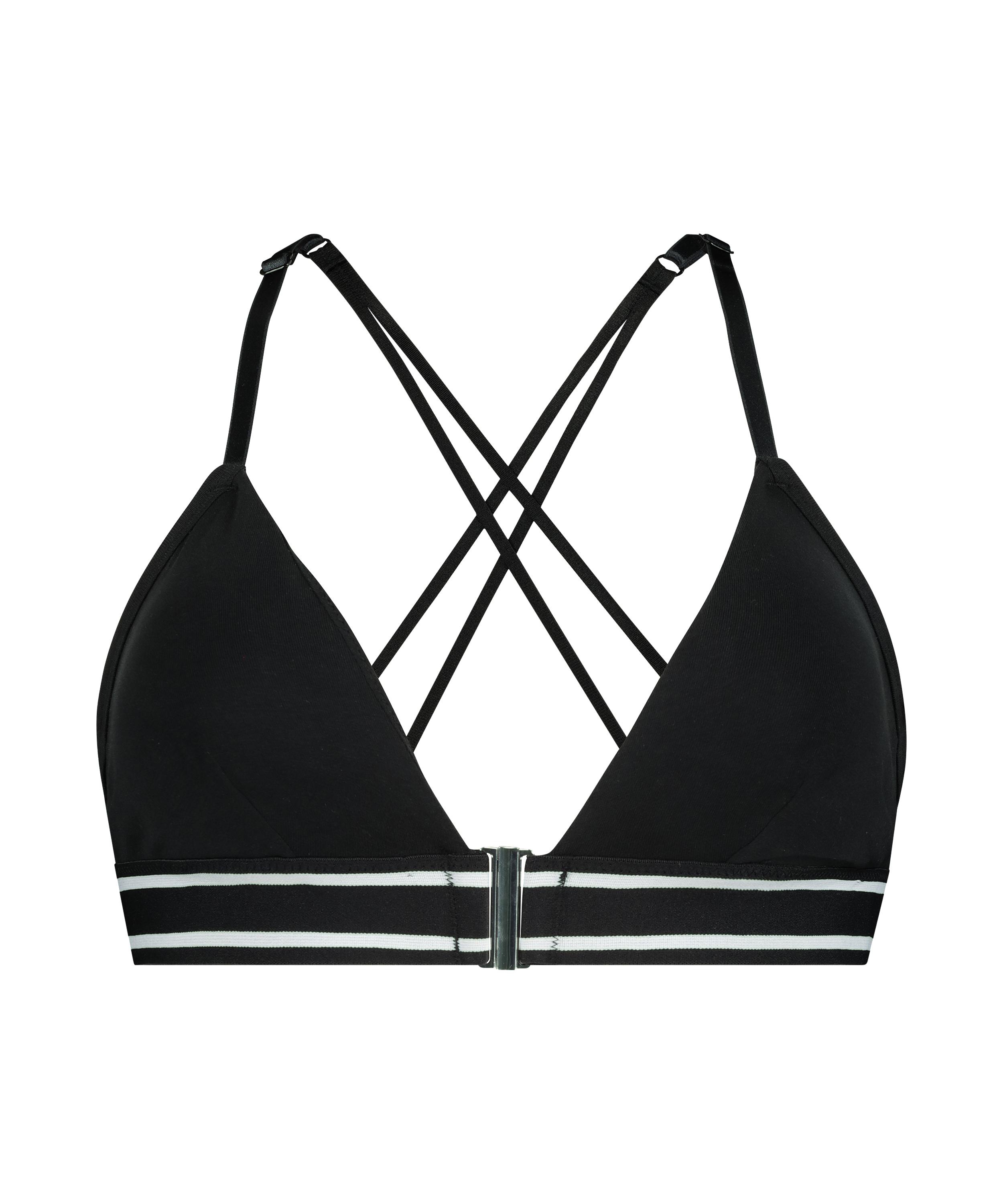 Bralette triangular preformada de algodón Casey, Negro, main