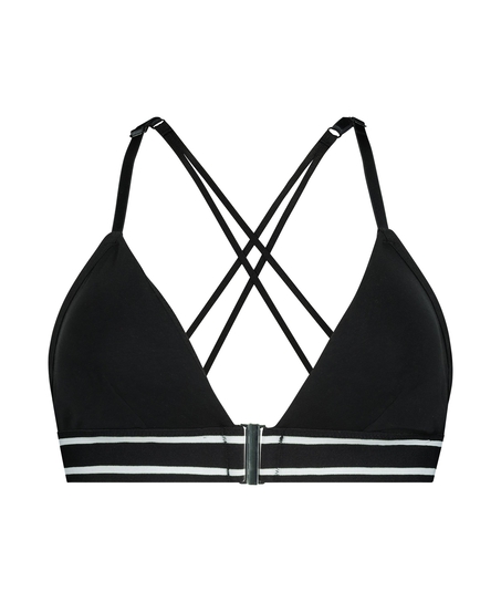 Bralette triangular preformada de algodón Casey, Negro