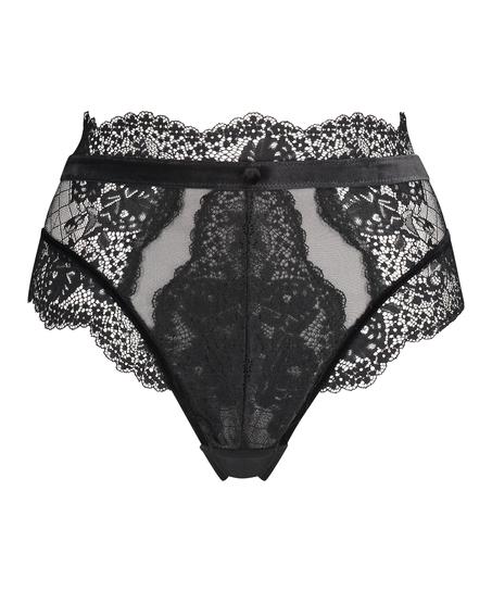 Tanga de corte alto Maureen Rebecca Mir, Negro