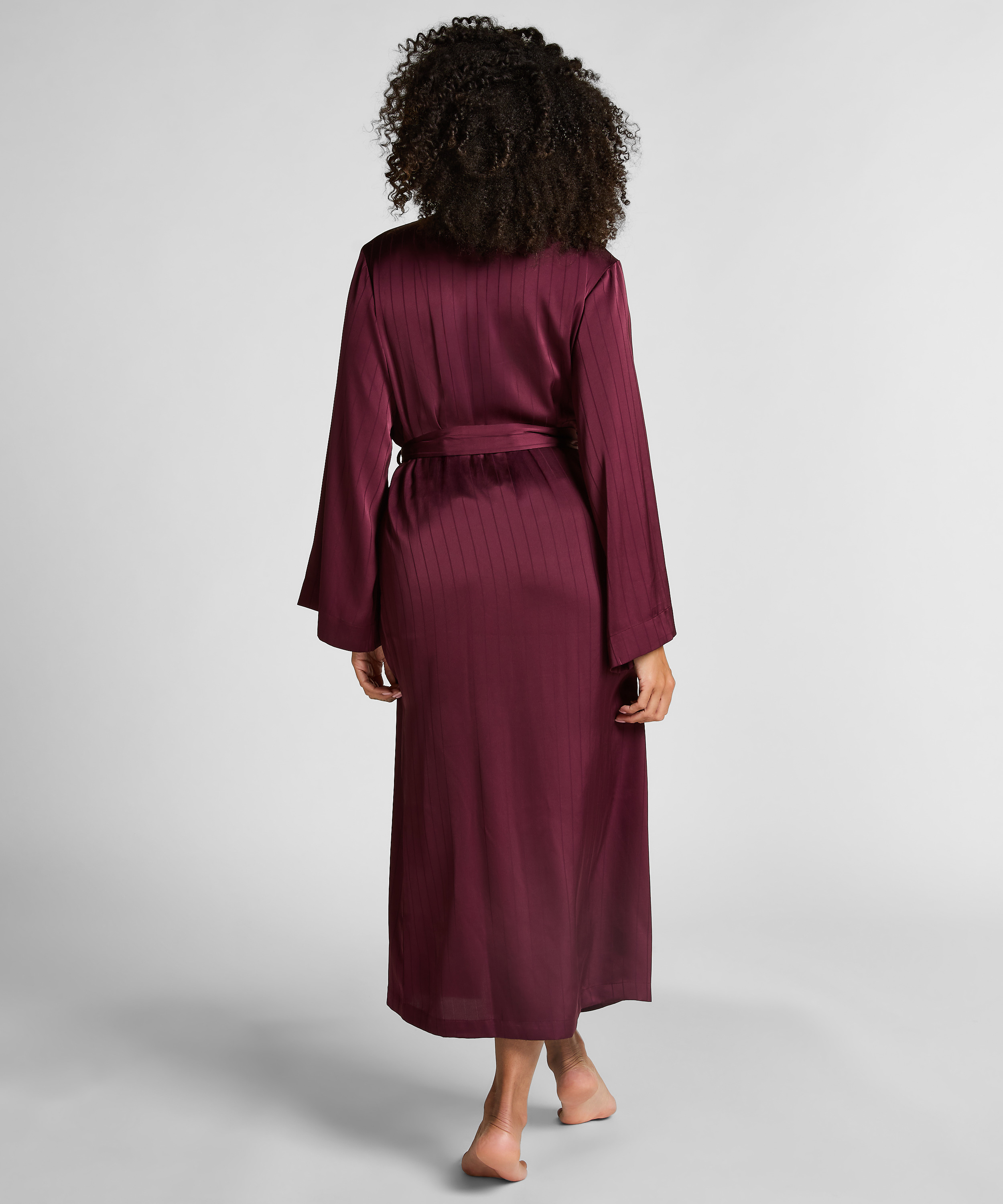 Kimono de sat&eacute;n a rayas, Morado, main