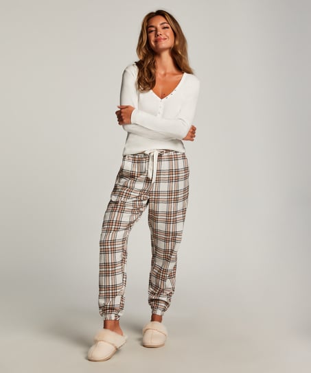 Pantalones de pijama de franela, Beige