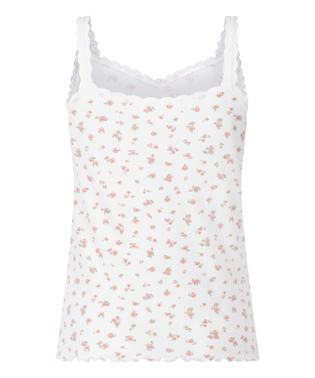 Camisola de encaje acanalado, Blanco