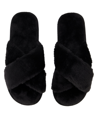 Zapatillas Crossed Fake Fur, Negro