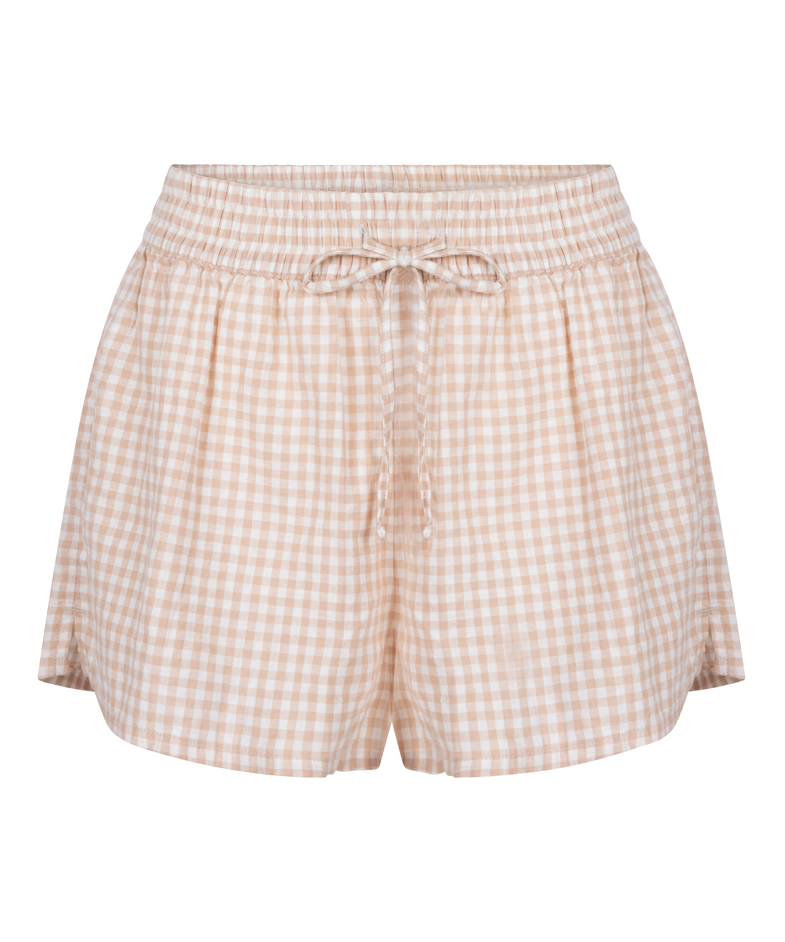 Shorts de lino a cuadros, Blanco, main