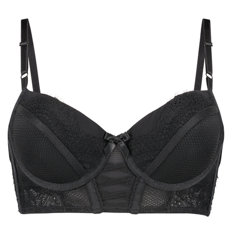 Sujetador longline de aros preformado Valentina, Negro