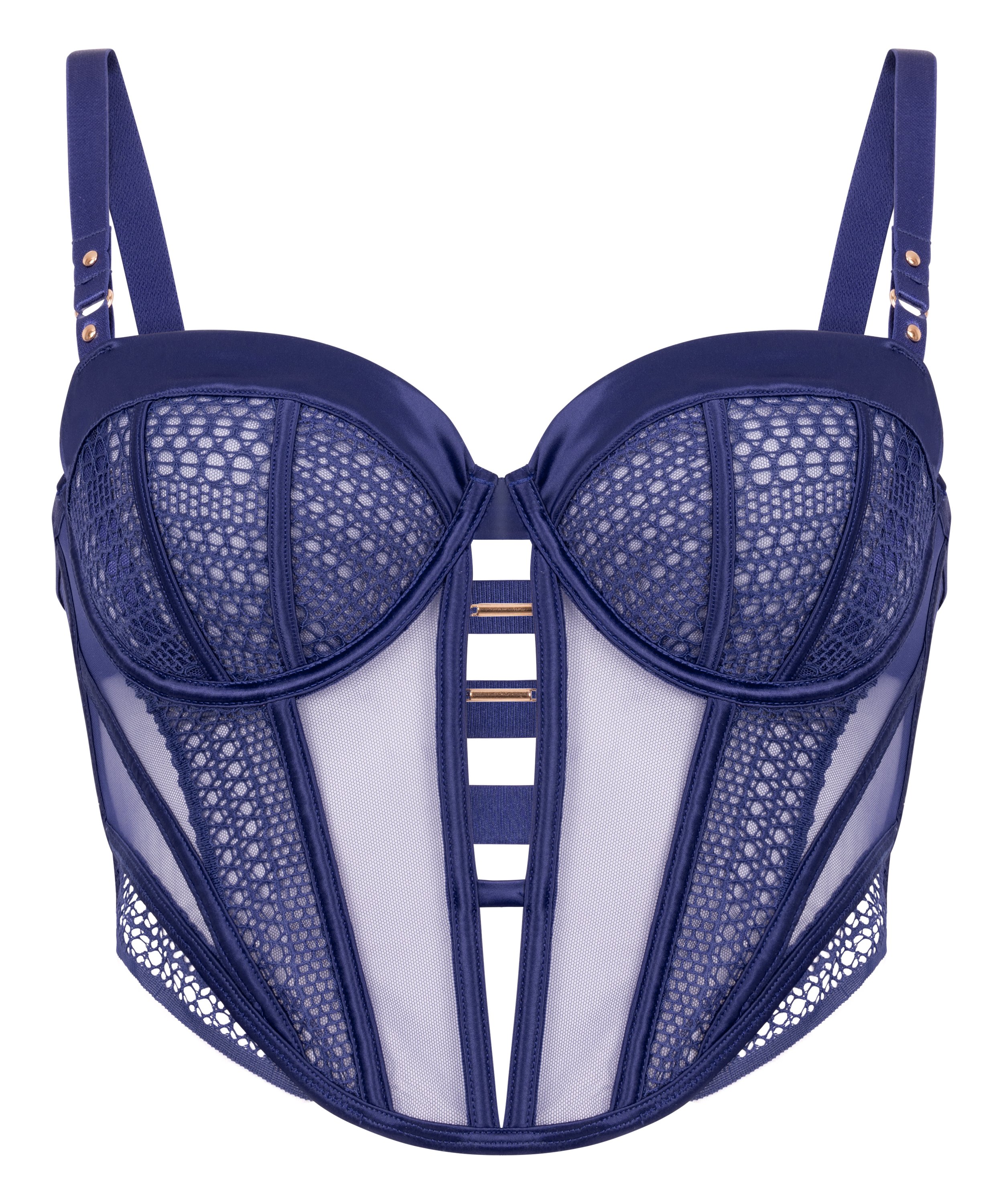 Sujetador largo con aros y sin relleno Missy, Azul, main