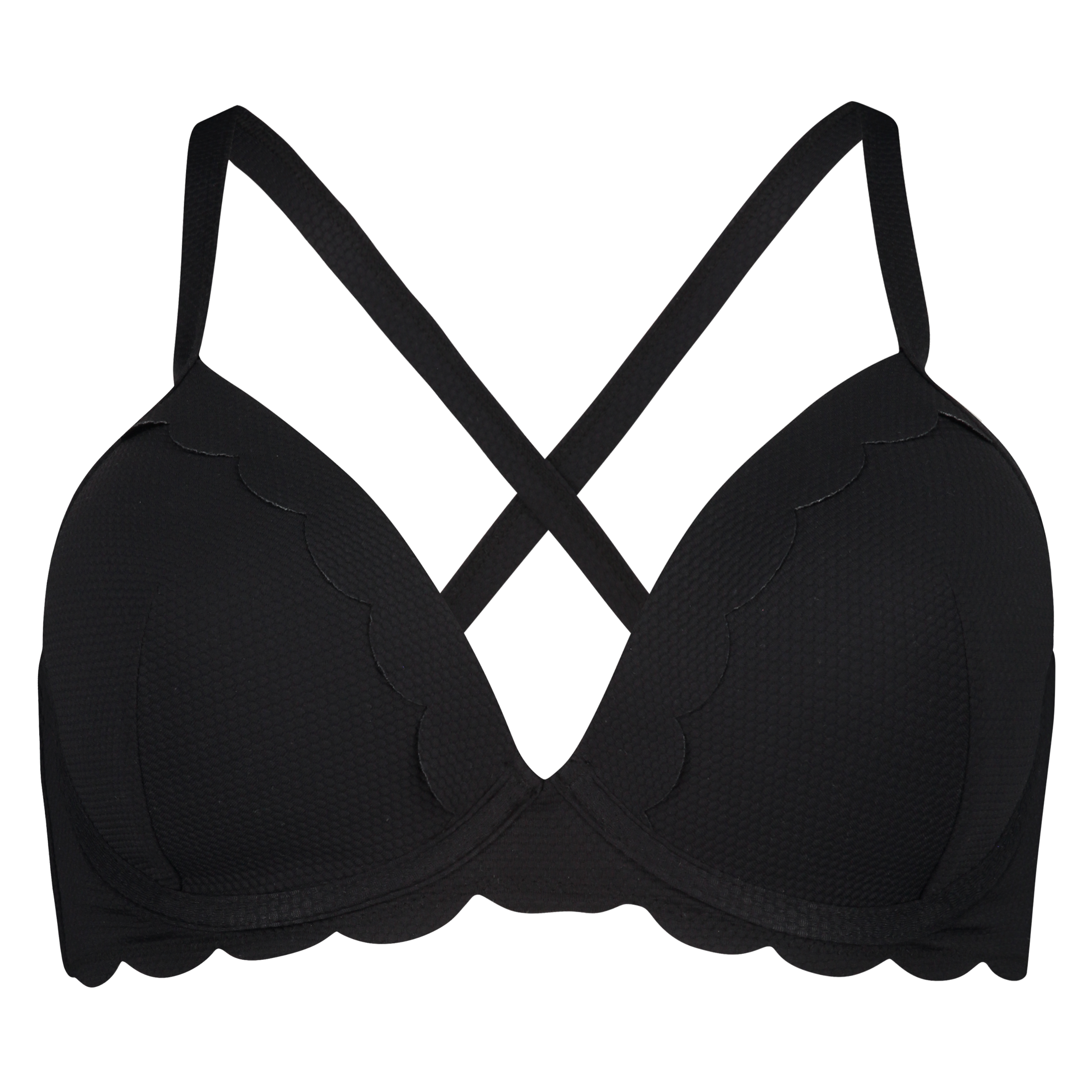 Top de bikini preformado Scallop Copa E +, Negro, main