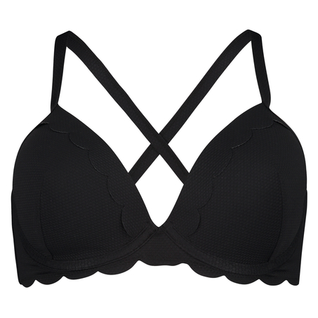 Top de bikini preformado Scallop Copa E +, Negro