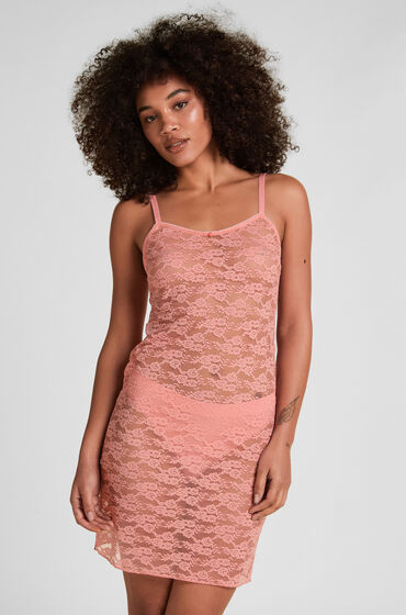 hunkemoller vestido lencero de encaje integral rosa