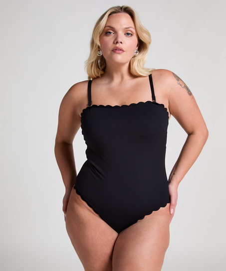 Bañador Bandeau Scallop, Negro