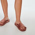 Pantuflas de terciopelo y piel sint&eacute;tica, Rosa