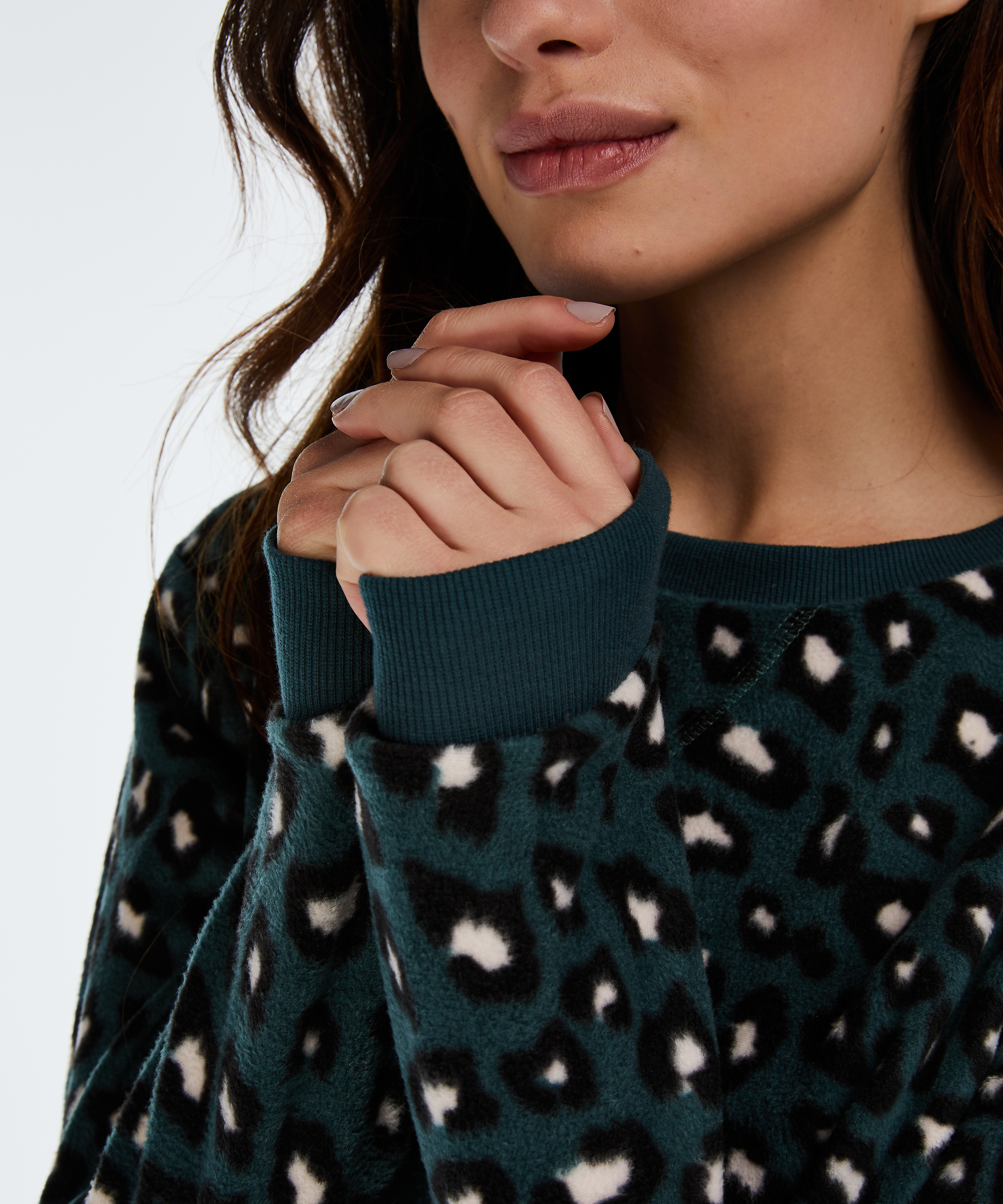 Top polar de manga larga, Verde, main