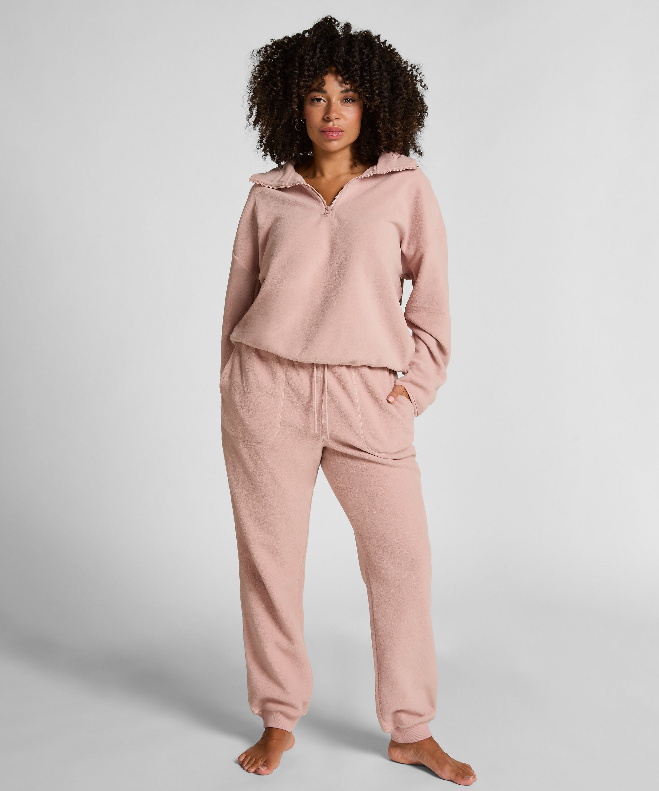 Pantalón de chándal deportivo polar, Rosa
