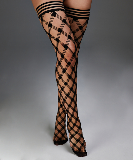 Private Medias autosostenibles Fishnet Crystal, Negro