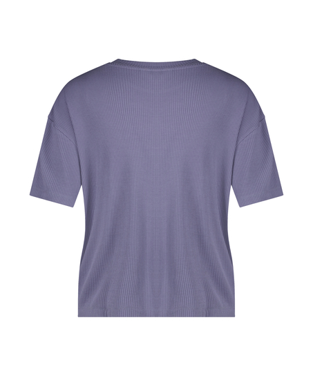 Top de manga corta de canalé, Morado