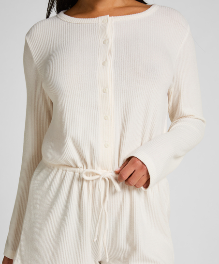 Mono corto de punto acanalado, Blanco