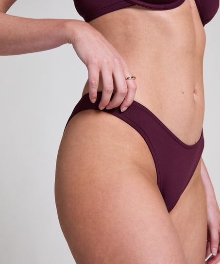 Braguita de bikini de tiro alto de neopreno, Morado
