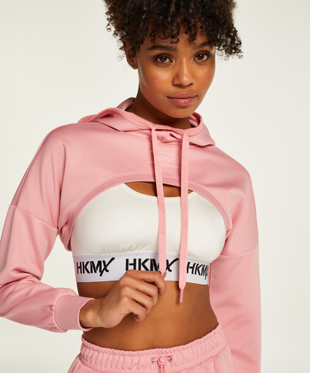 HKMX Sudadera corta con capucha, Rosa