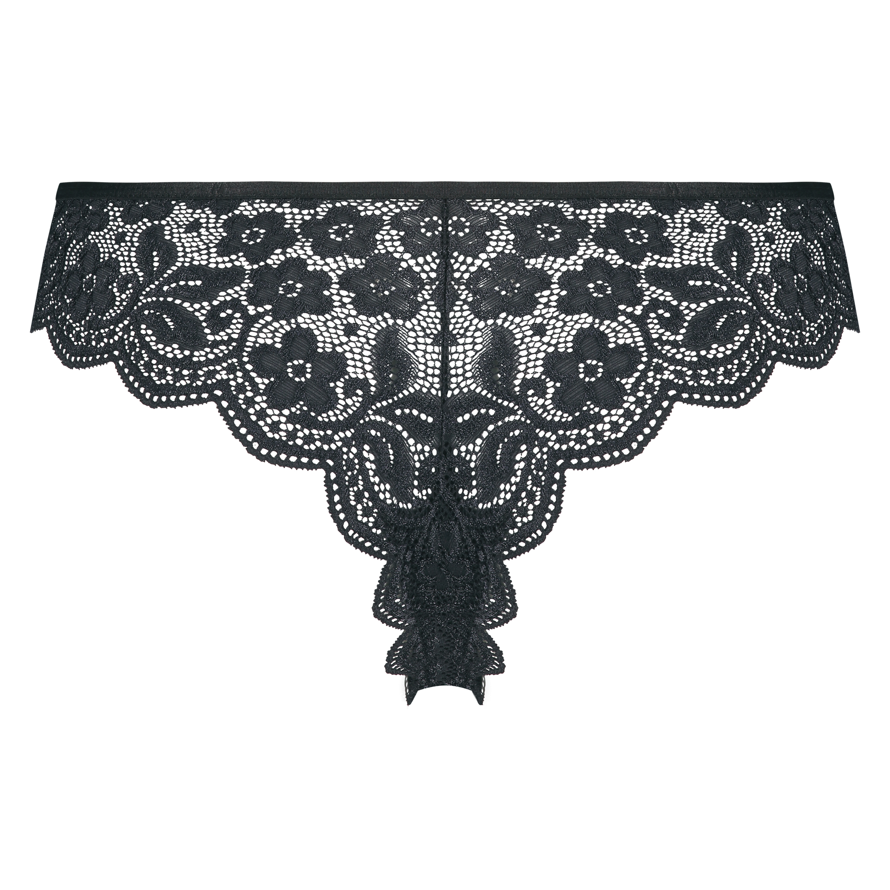 Brasileña de corte alto de encaje, Negro, main