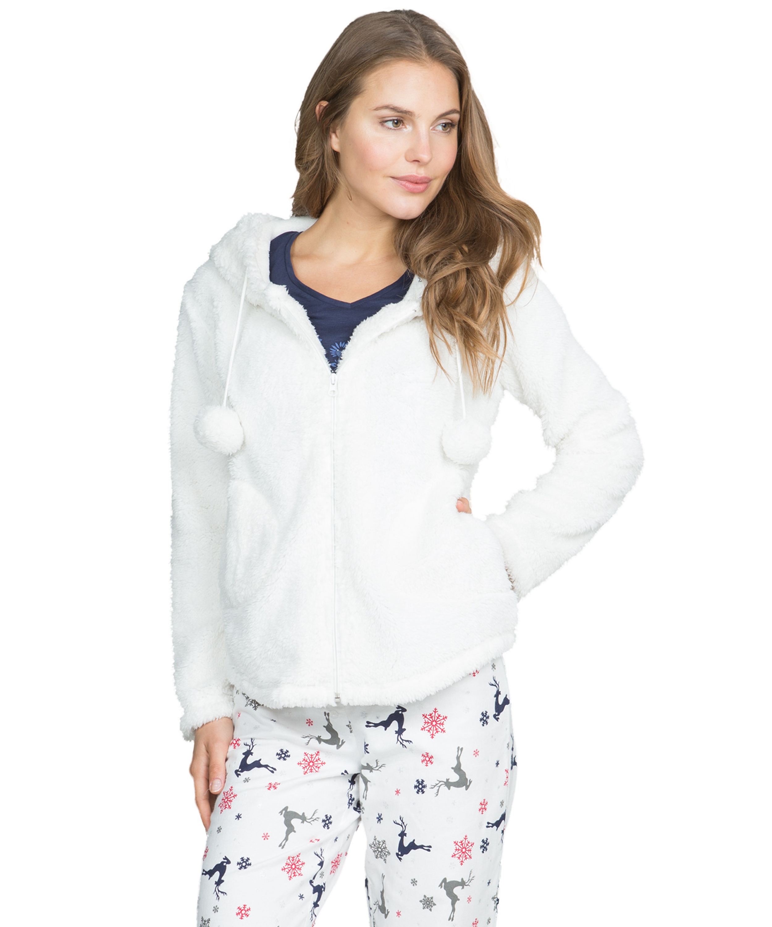 Jacket Ressy cardigown fleece, Blanco, main