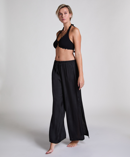 Pantalón satinado para playa, Negro