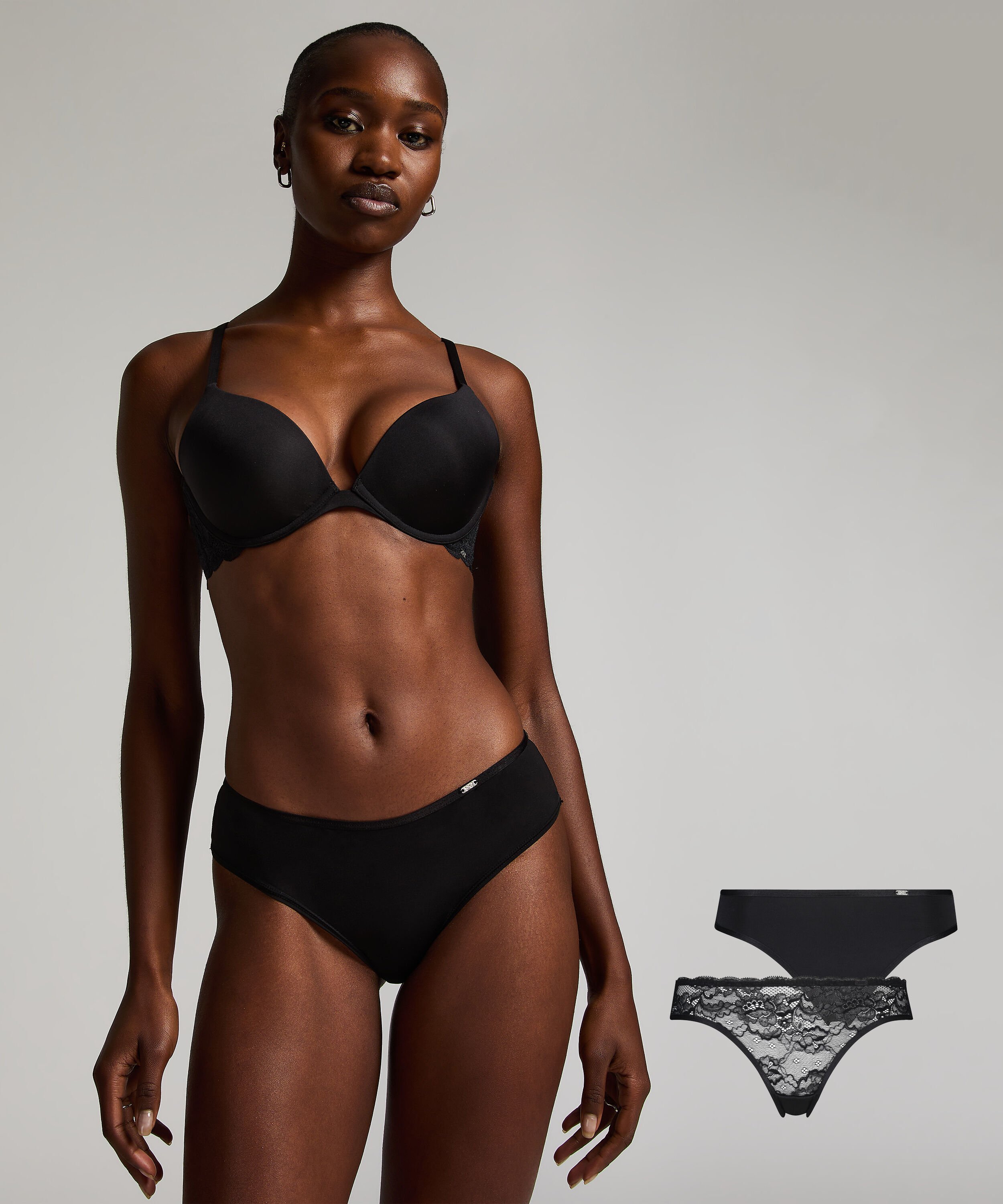 Juego de 2 de braguitas Angie, Negro