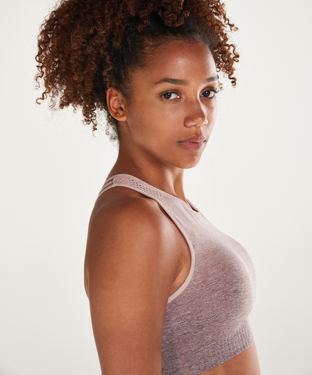 Sujetador deportivo de cuello alto y nivel 2 Ombre de HKMX, Rosa