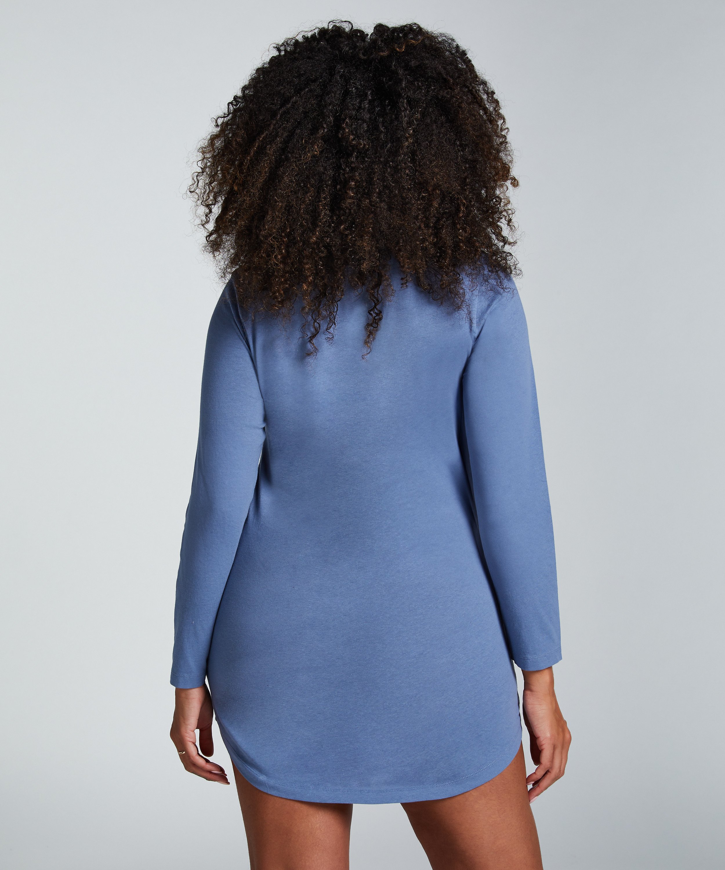 Camisón de escote redondo, Azul, main