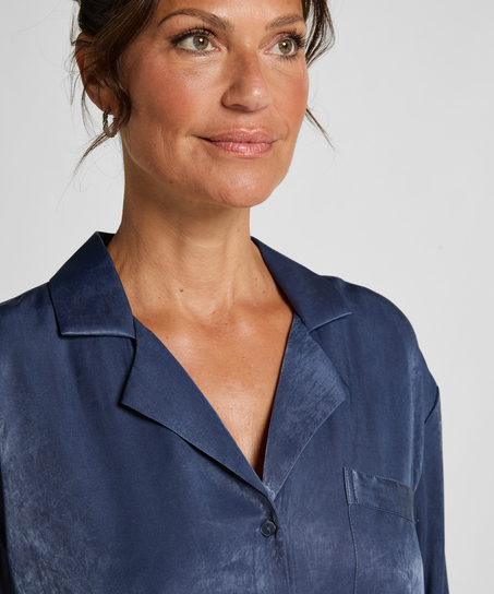 Chaqueta de manga larga y sat&eacute;n Ayla, Azul