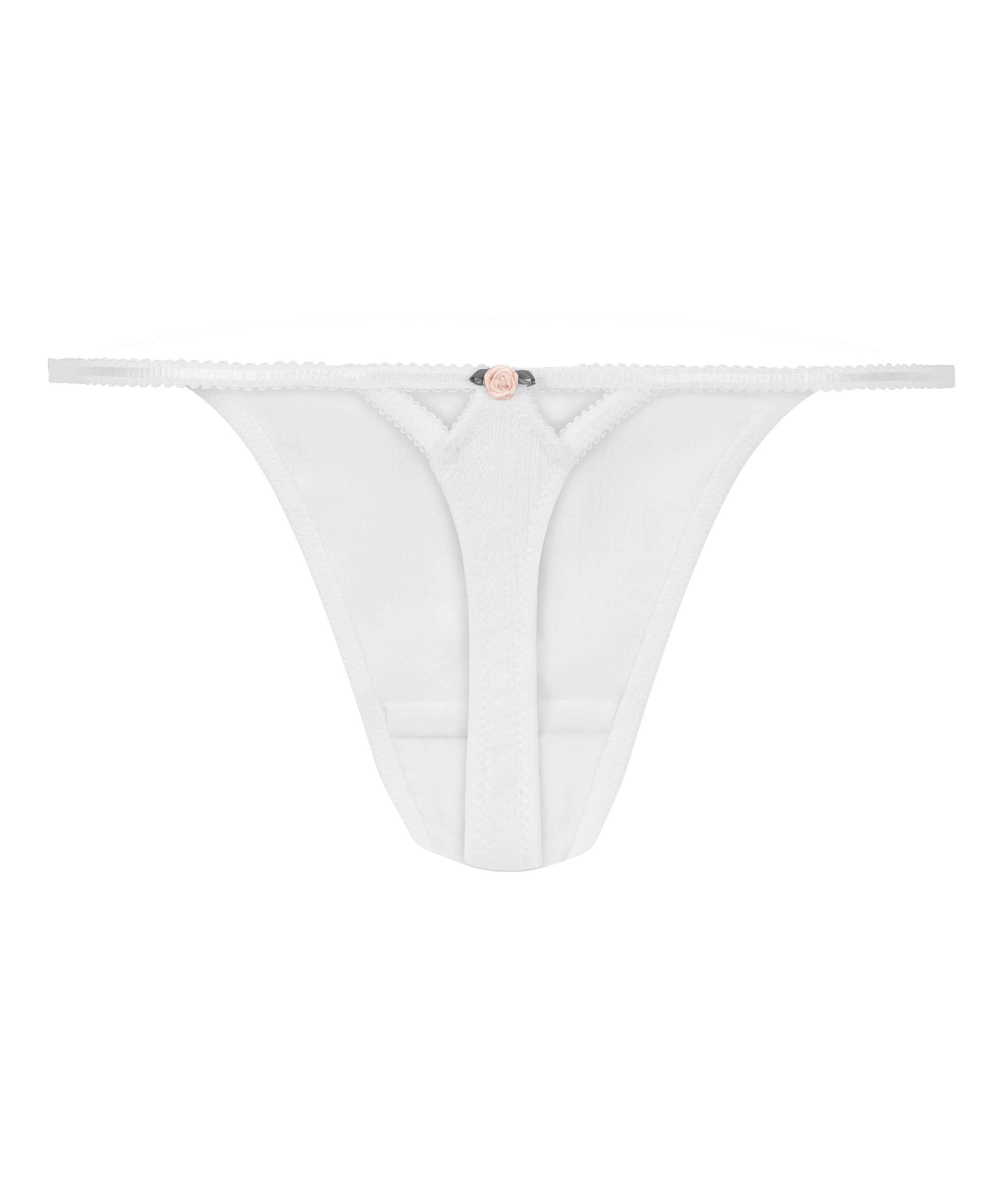 Tanga Pointelle, Blanco, main