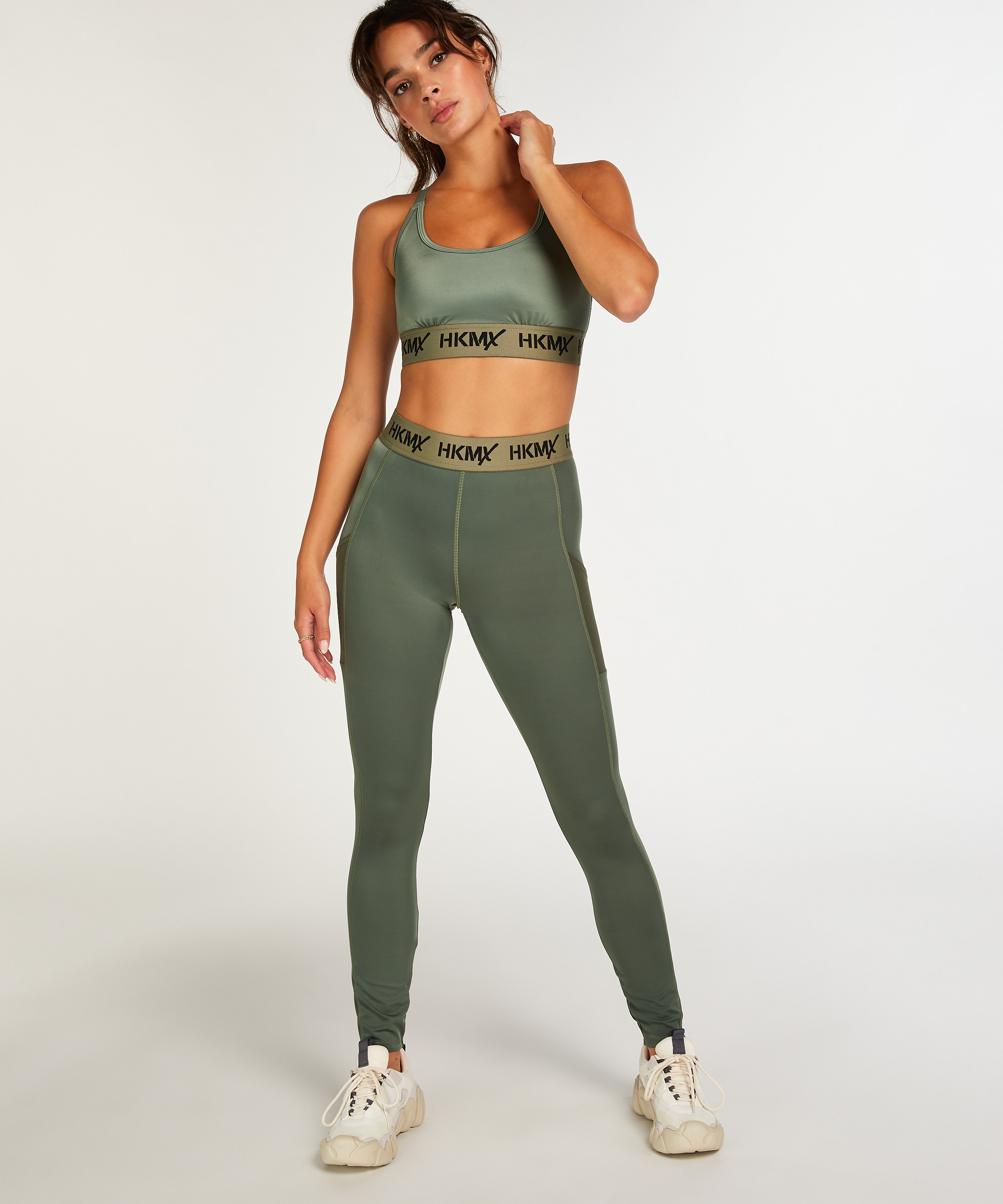 HKMX Sujetador deportivo The Crop Logo nivel 1, Verde, main