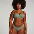 Top de bikini con aros, sin tiras y acolchado Scallop Copa E +, Verde