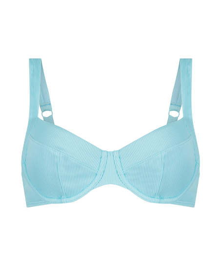 Top de bikini de aros no preformado Texture, Negro