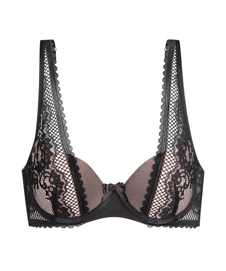 Sujetador con aros preformado de media copa Malika, Negro