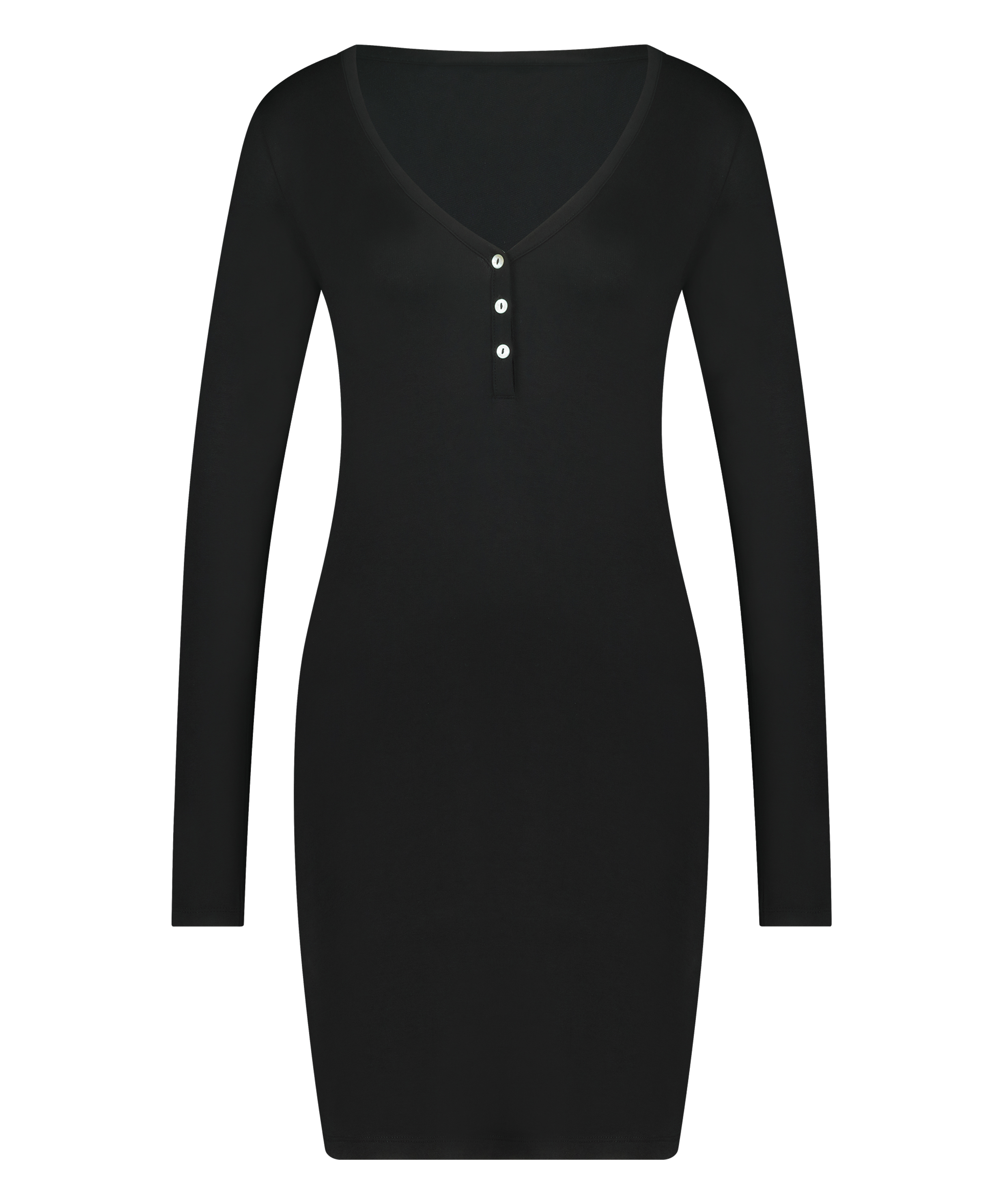 Camisa de dormir Henley, Negro, main