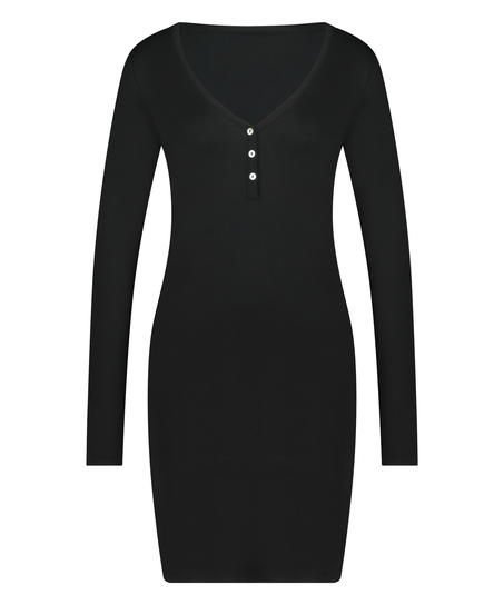 Camisa de dormir Henley, Negro