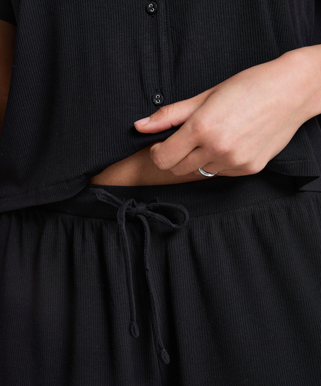 Short de punto Rib Essential, Negro