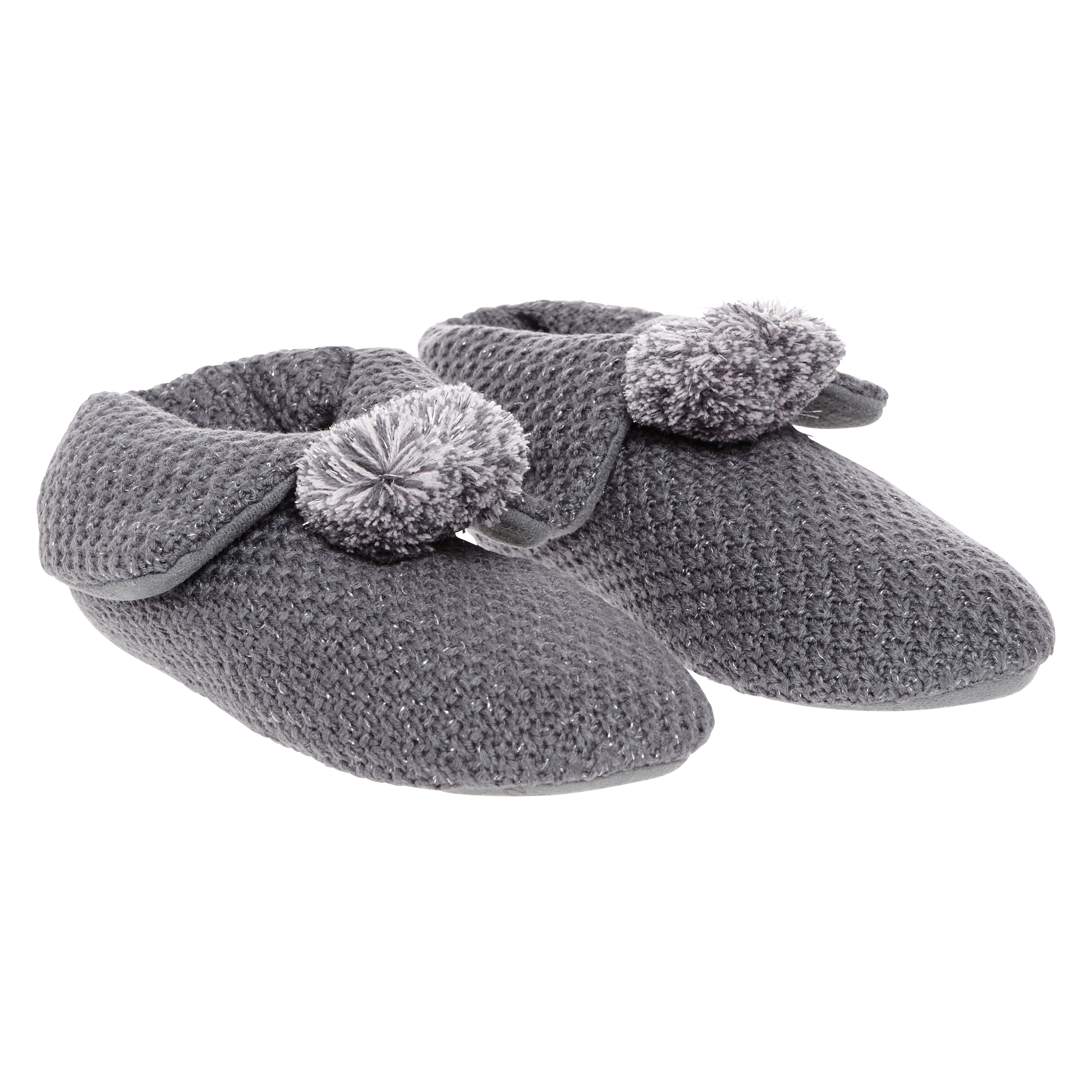 Slippers booty pompom, Gris, main