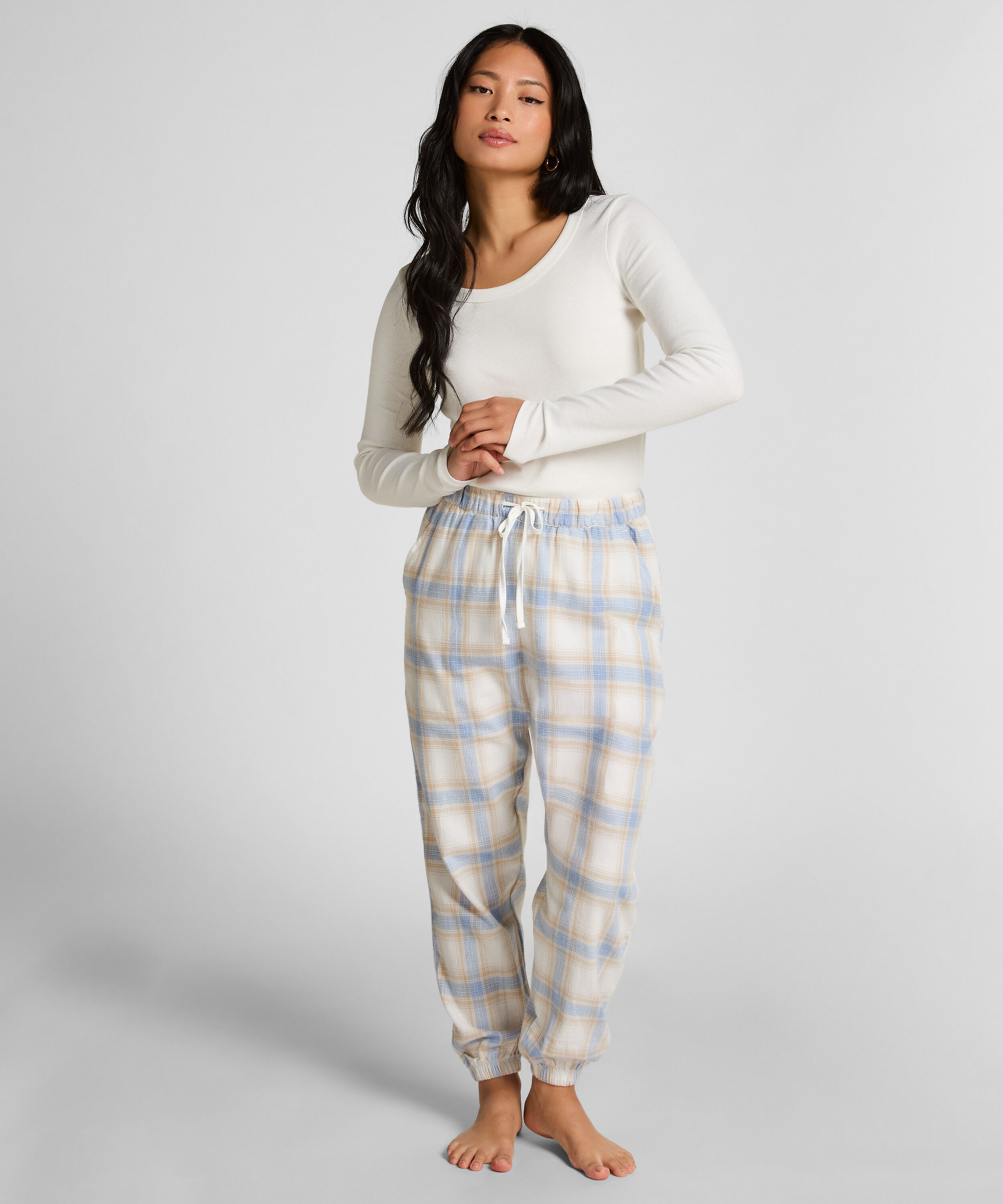 Petite Pantalón de pijama Twill Check, Azul