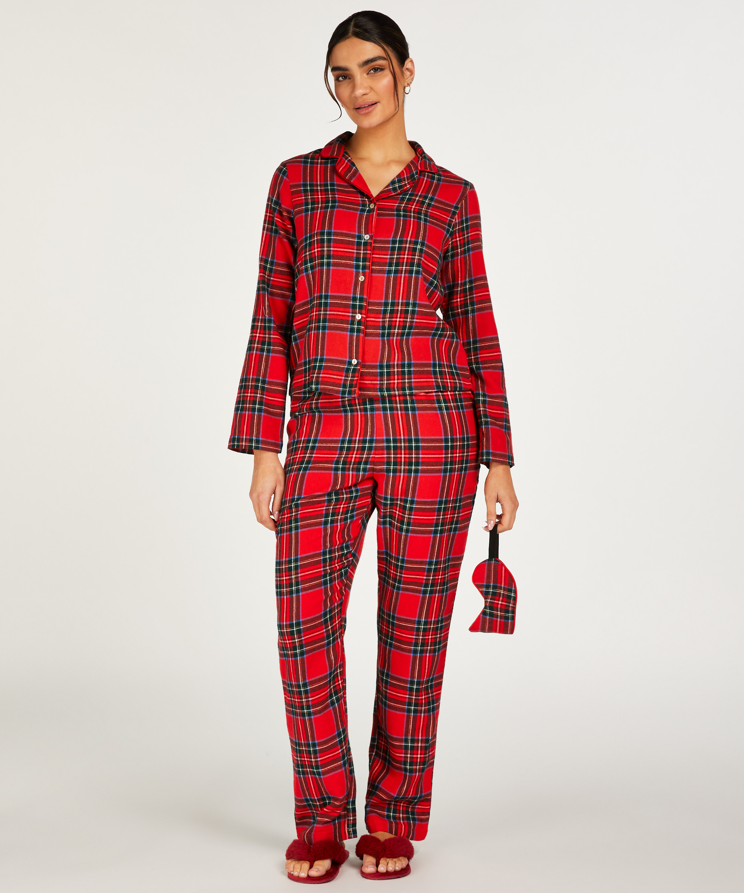 Conjunto de pijama Check Twill, Rojo, main