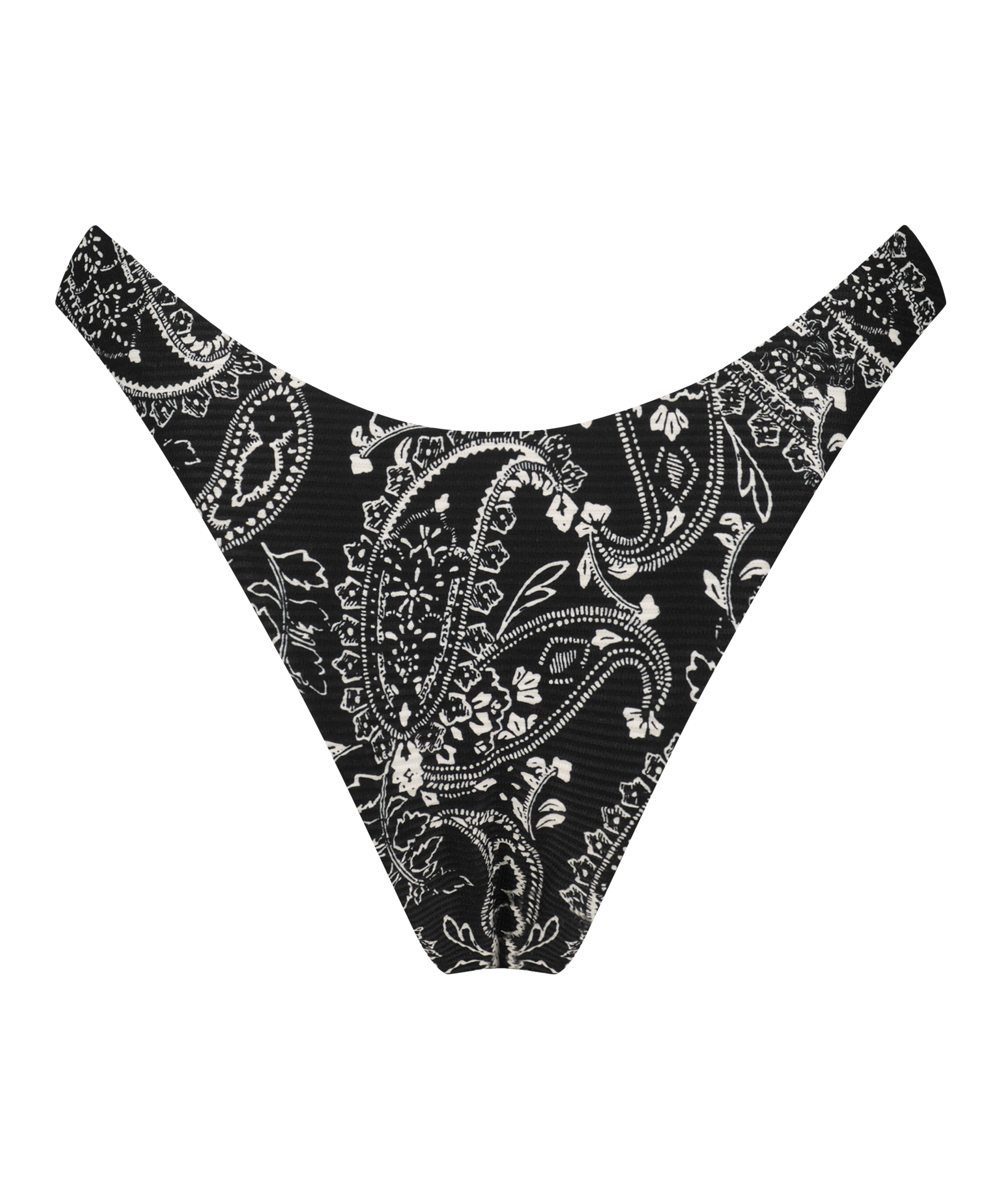 Braguita brasile&ntilde;a de bikini de tiro alto Paisley, Negro, main