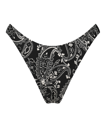 Braguita brasile&ntilde;a de bikini de tiro alto Paisley, Negro