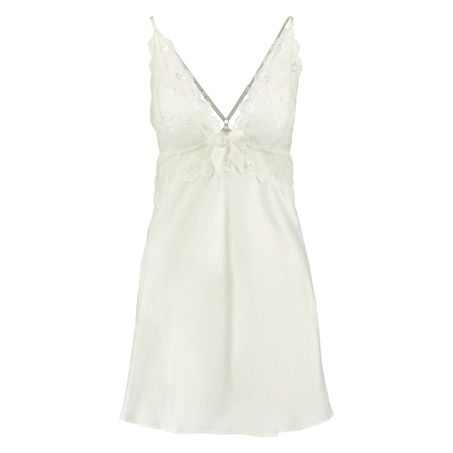 Vestido combinaci&oacute;n Lessie Satin, Blanco