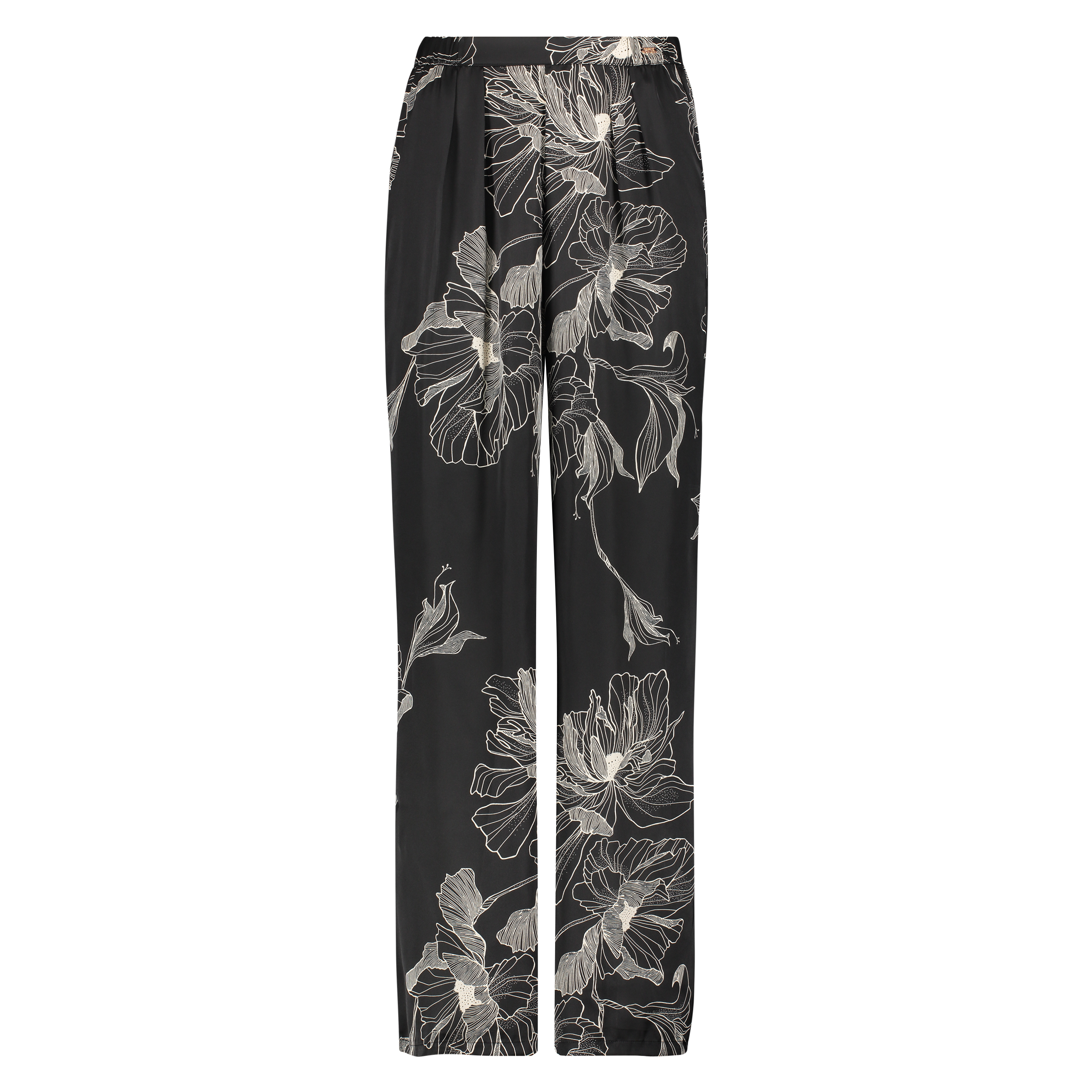 Pantalón palazzo satinado Lotus, Negro, main